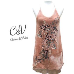 Chelsea & Violet Blush Velvet Floral Dress